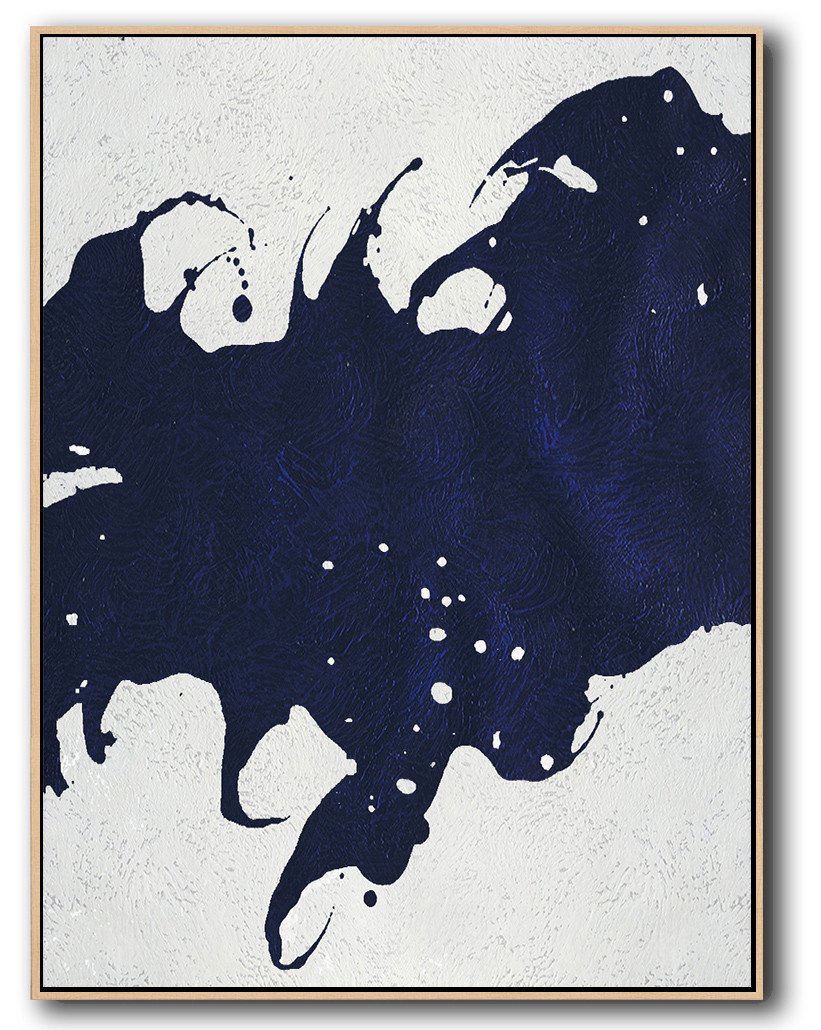 Buy Hand Painted Navy Blue Abstract Painting Online - Personalised Canvas Prints Huge